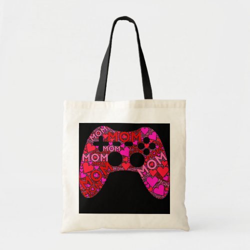 Pink Red Heart Love Mom Video Game Gamer Mama Tote Bag
