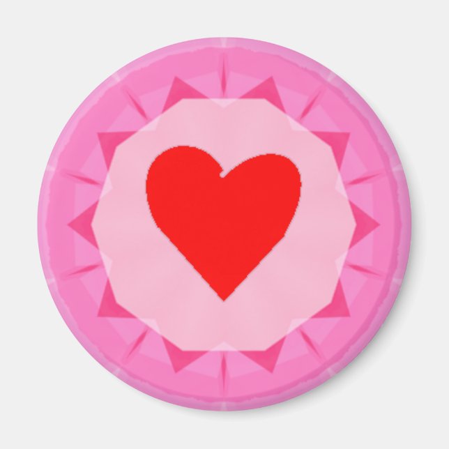 pink red heart magnet (Front)