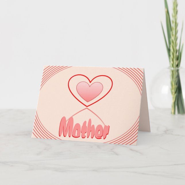 Pink Red Heart Reflection MOTHER Valentine's Day Holiday Card (Front)