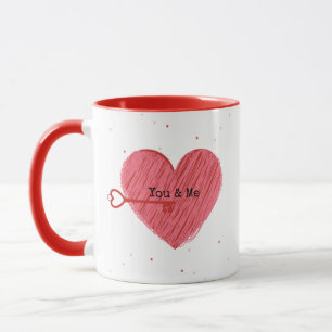 Pink Red Heart Script Cute Elegant Valentines Day Mug