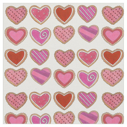 Pink Red Heart Sugar Cookies Love Valentine's Day Fabric