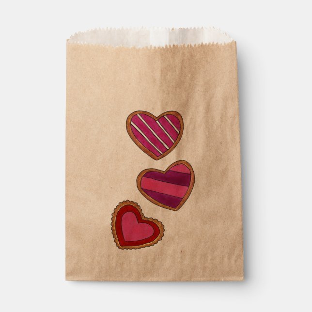 Pink Red Heart Sugar Cookies Love Valentine's Day Favor Bag (Front)