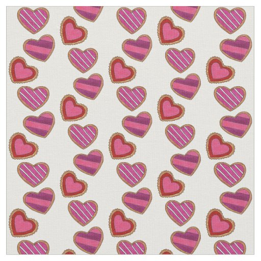 Pink Red Heart Sugar Cookies Valentine's Day Love Fabric