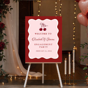 Pink red heart Valentine ENgagement Party Welcome  Foam Board