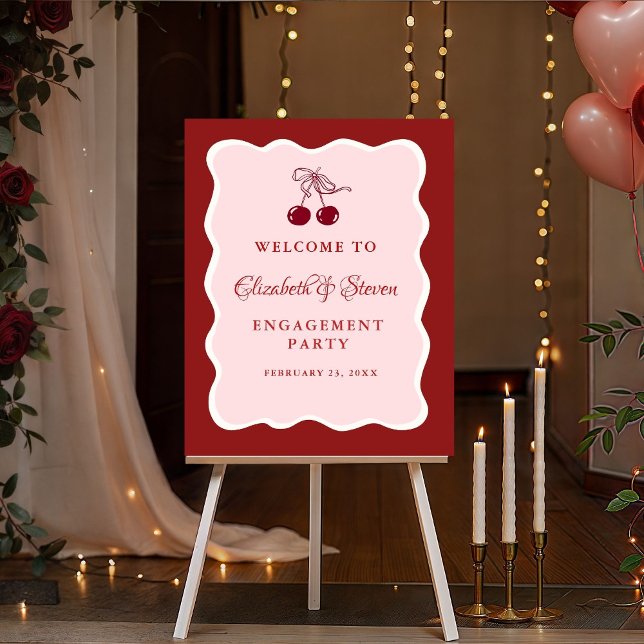 Pink red heart Valentine ENgagement Party Welcome  Foam Board (Creator Uploaded)