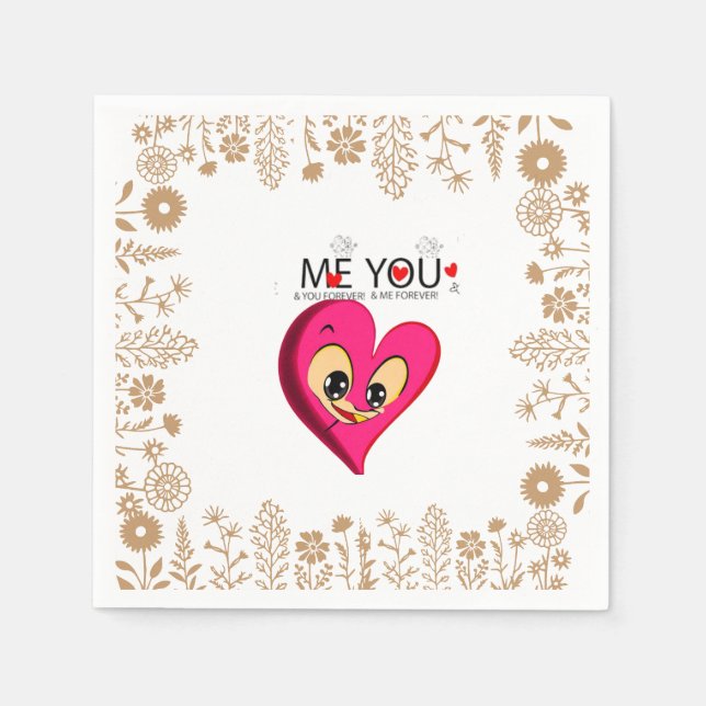  pink red heart valentine napkins (Front)