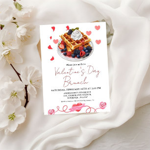 Pink & Red Heart Valentine's Day Brunch Party Invitation