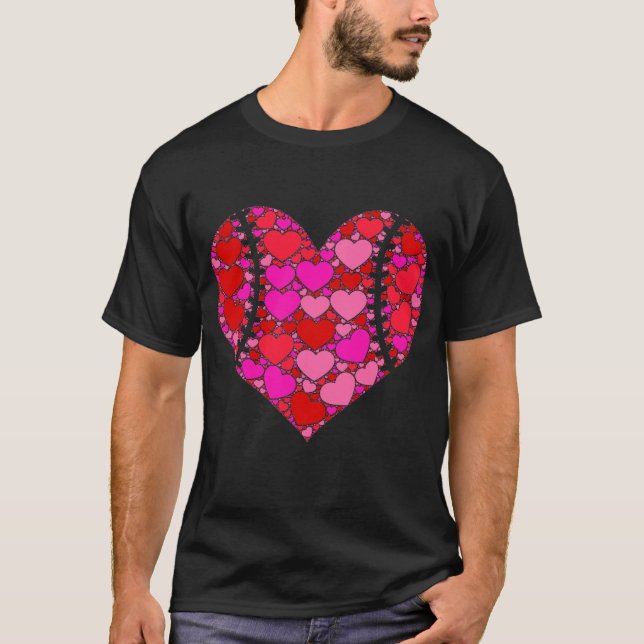 Pink Red Heart Valentines Day Gift For Women T-Shirt (Front)