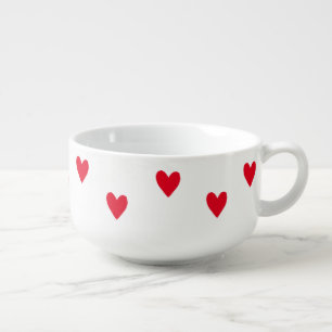 Pink Red heart Valentines Day themed Romantic Soup Mug