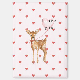 Pink Red Hearts Deer Love Balloon Magnet