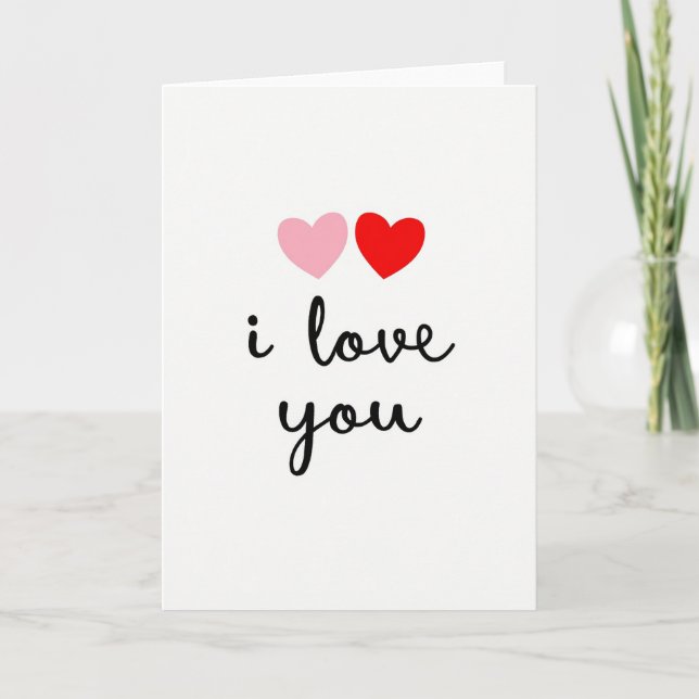Pink Red Hearts I Love You Card (Front)