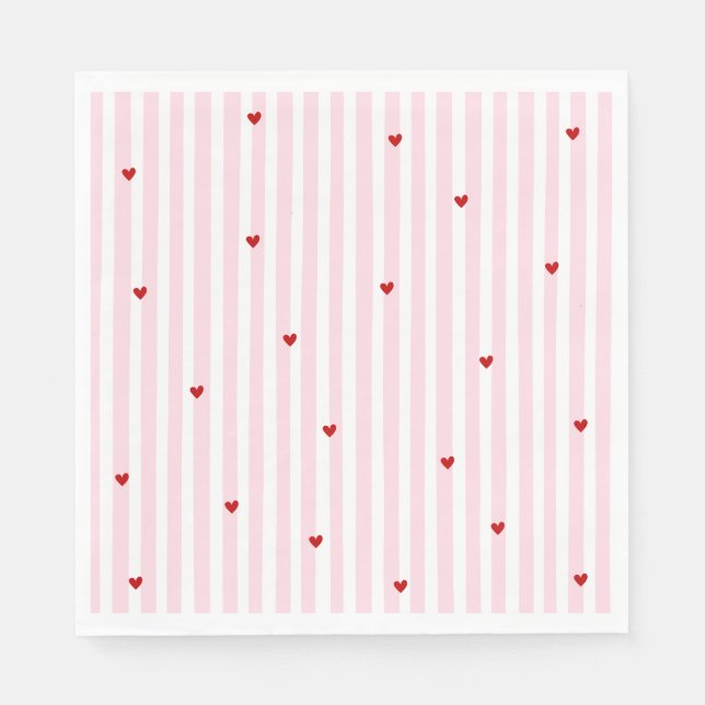 Pink Red Hearts Little Sweetheart Baby Shower Napkins (Front)