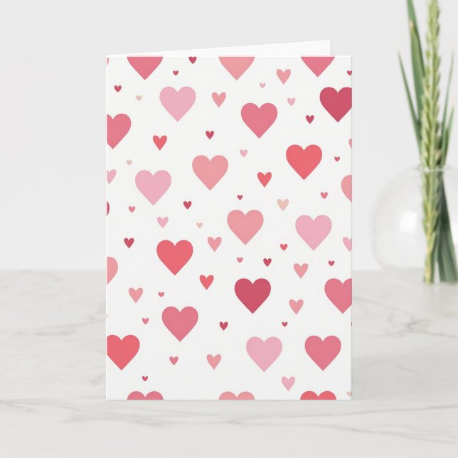 Pink Red Hearts Love Card (Front)