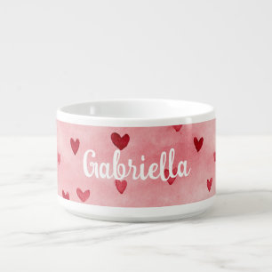 Pink Red Hearts Name Bowl