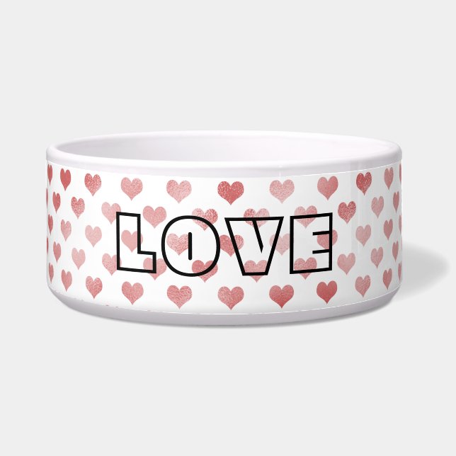Pink Red Hearts Ombre Bowl (Front)