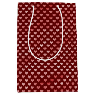 Pink Red Hearts Ombre Medium Gift Bag