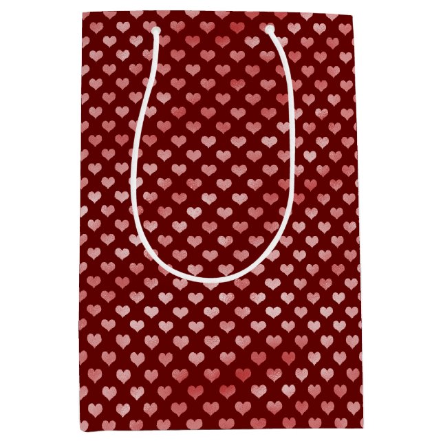 Pink Red Hearts Ombre Medium Gift Bag (Front)