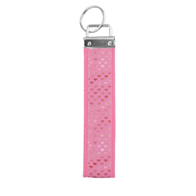 Pink Red Hearts Ombre Wrist Keychain (Keys on Top)