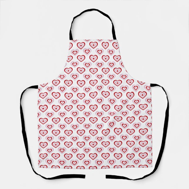 Pink Red Hearts Pattern Apron (Front)