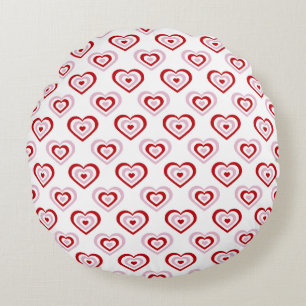 Pink Red Hearts Pattern Round Pillow