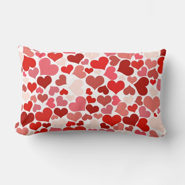 Pink Red Hearts Pattern Valentine's Day Love Gifts Lumbar Pillow (Front)