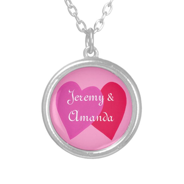 Pink, Red Hearts Personalized Sweetheart Necklace (Front)