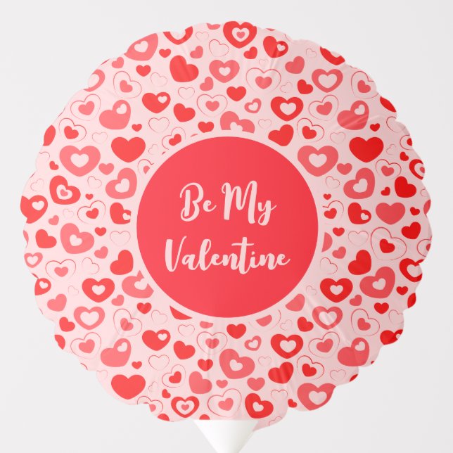 Pink & Red Hearts Personalized Valentine Balloon (Front)
