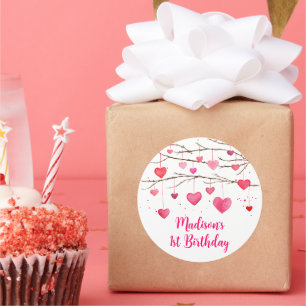 Pink Red Hearts Sweetheart Birthday Classic Round Sticker