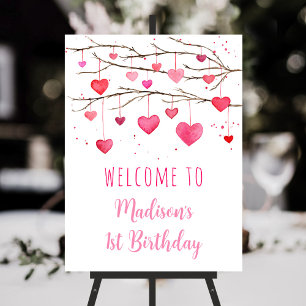 Pink Red Hearts Sweetheart Birthday Welcome Foam Board