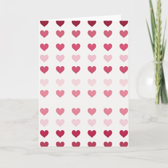 Pink Red Hearts Valentine Day Card (Front)