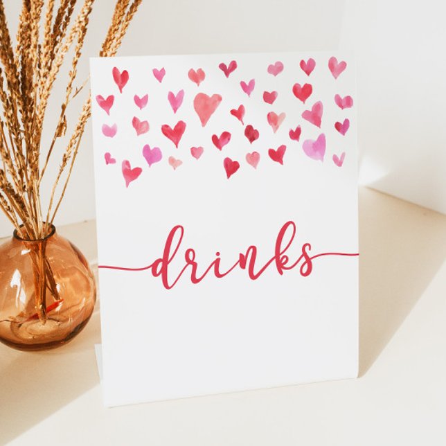 Pink Red Hearts Valentine Drinks Table Party Sign (Creator Uploaded)
