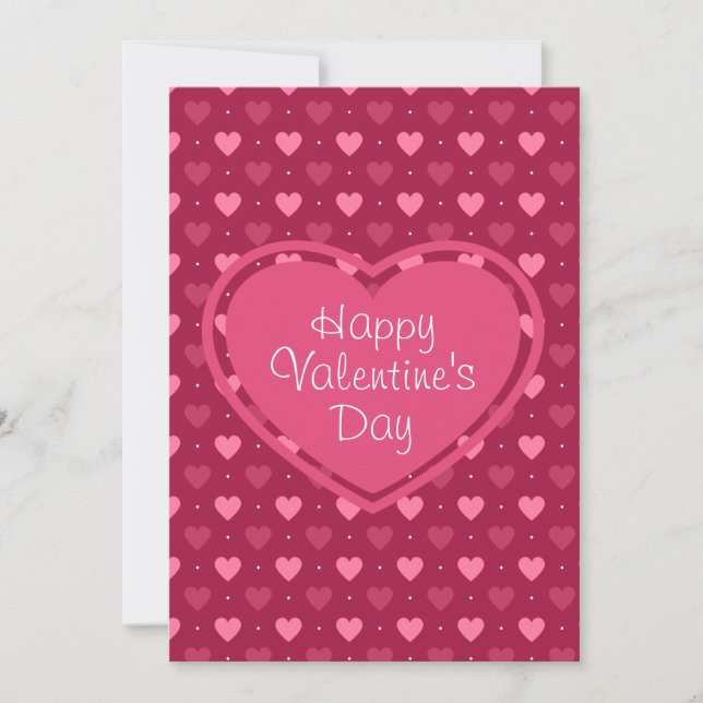 Pink & Red Hearts Valentine’s Day Card (Front)
