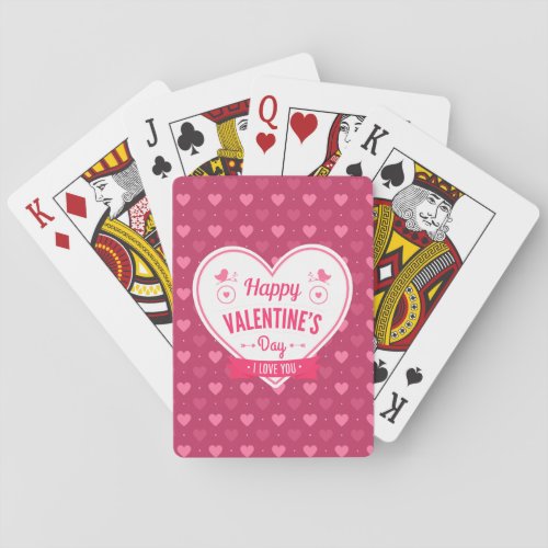 Pink  Red Hearts Valentines Day Playing cards