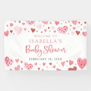 Pink Red Hearts Valentine Sweetheart Baby Shower Banner