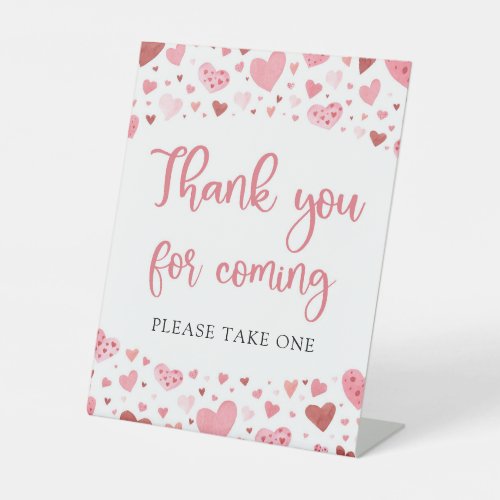 Pink Red Hearts Valentine Thank You For Coming Pedestal Sign