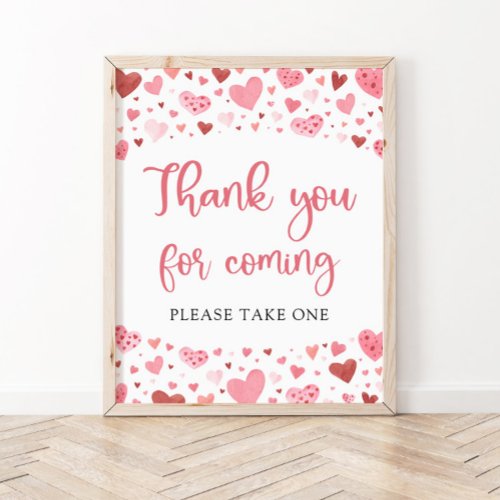 Pink Red Hearts Valentine Thank You For Coming Poster
