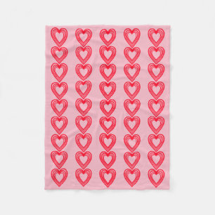 Pink Red Hearts Valentines Day 4Eve Fleece Blanket