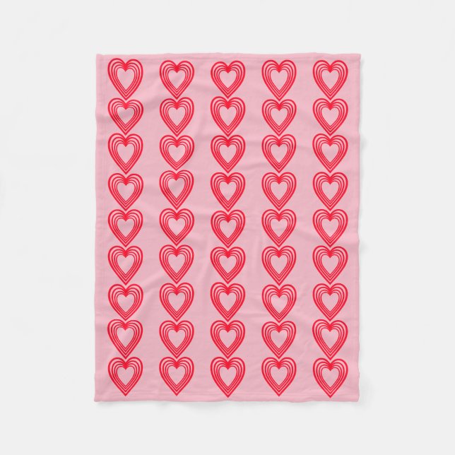 Pink Red Hearts Valentines Day 4Eve Fleece Blanket (Front)