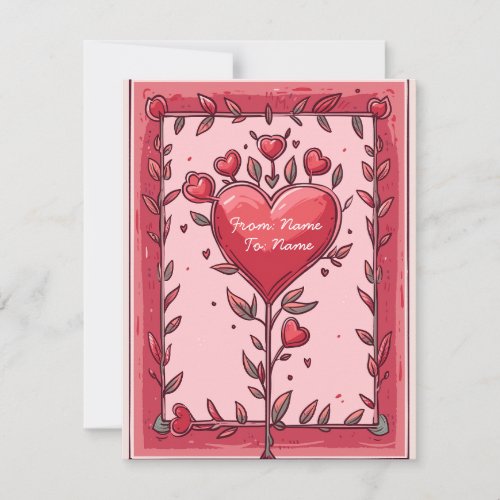 Pink Red Hearts Valentines Day Card