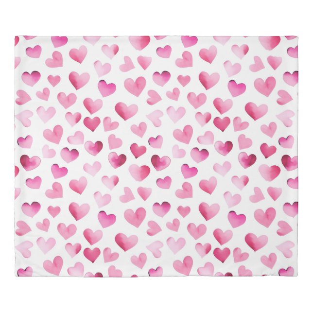 Pink Red Hearts Valentines Pattern Duvet Cover (Front)