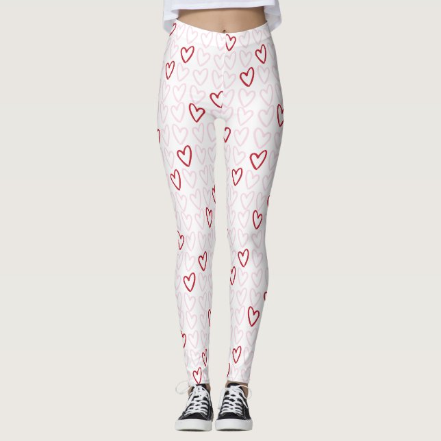 Pink & Red Hearts Women's Leggings (Front)