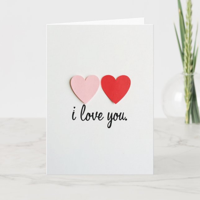 Pink Red I Love You Hearts Card (Front)