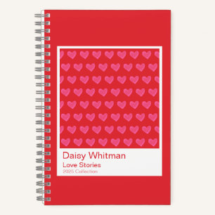 Pink & Red Illustrated Hearts Spiral Notebook