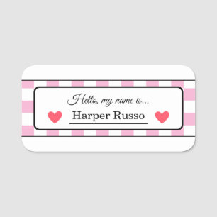 Pink & Red Illustrative Student Name Labels Tag