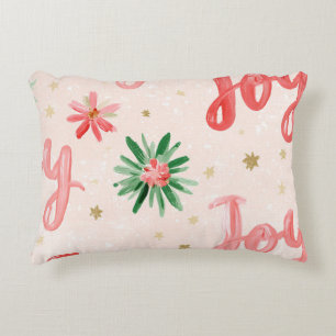 Pink Red Joy Christmas Accent Pillow