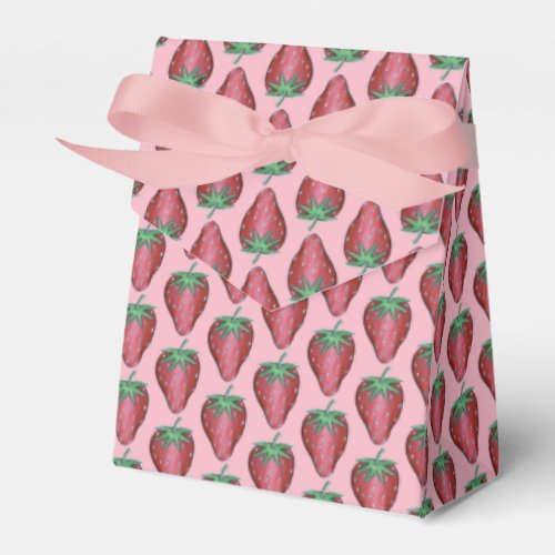 Pink Red Juicy Strawberry Strawberries Fruit Print Favor Boxes