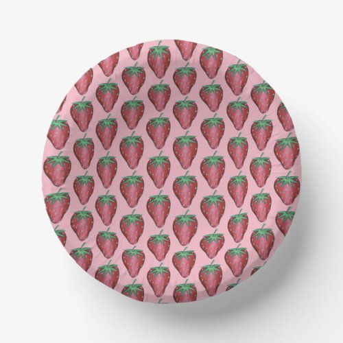 Pink Red Juicy Strawberry Strawberries Fruit Print Paper Bowls