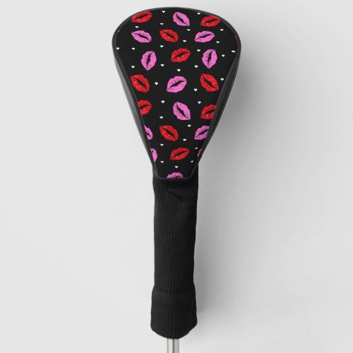 Pink Red Kiss Lips and Hearts Golf Head Covers