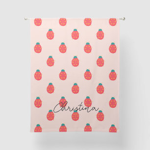 Pink Red Ladybug Girl Bedroom Name Sheer Curtains
