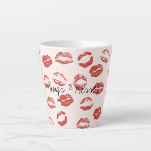 Pink Red Lips Kiss Latte Mug